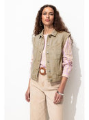 Veste sans Manches en Toile - Naturel Uni Clair