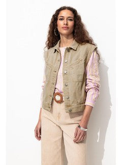 Veste sans Manches en Toile - Naturel Uni Clair
