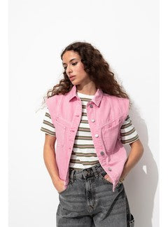 Veste sans Manches Femme - Rose Uni Colore