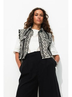 Blouson sans Manches Femme - Noir Imprime