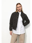 Bomber Jacquard Léopard Femme - Gris Uni Fonce