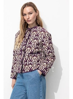 Veste Matelassée Jacquard - Violet Uni Colore
