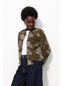 Bomber Imprimé Léopard Femme - Kaki Uni Fonce