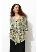 Veste Kimono Imprimée Femme - Kaki Uni Fonce