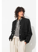 Bomber Épaulé Uni Femme - Noir Uni Fonce