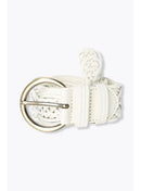 Large Ceinture Tressée Femme - Blanc Uni Clair
