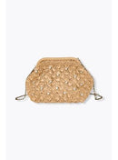 Sac en Raphia et Strass Femme - Naturel Uni Clair