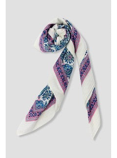 Grand Foulard Carré Imprimé - Bleu Imprime