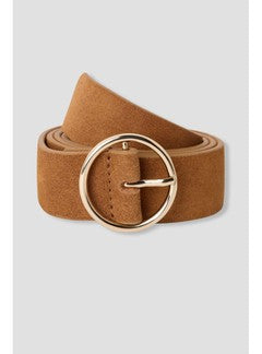 Ceinture en Cuir Suédé Femme - Grège Uni Clair