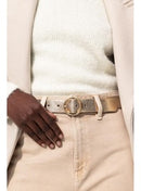 Ceinture en Cuir Suédé Femme - Jaune Uni Colore