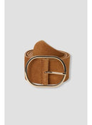 Ceinture en Cuir Suédé Femme - Grège Uni Clair