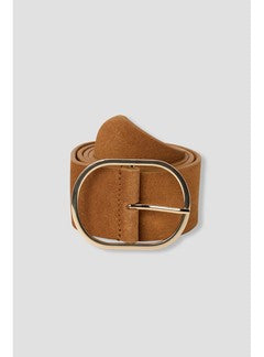 Ceinture en Cuir Suédé Femme - Grège Uni Clair
