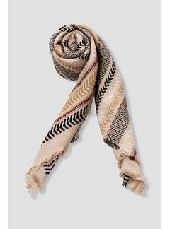 Echarpe Tissé Folk Femme - Naturel Imprime