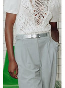 Ceinture Effet Cuir Irisé - Gris Uni Clair