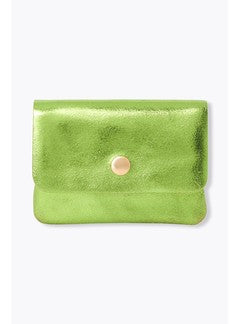 Petit Porte-monnaie Cuir Irisé - Vert Uni Colore