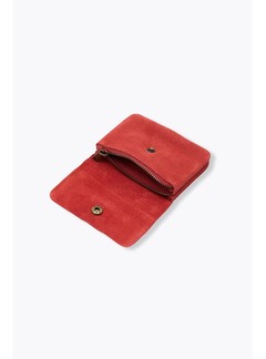 Petit Porte-monnaie Cuir Irisé - Rouge Uni Colore