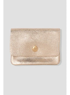 Petit Porte-monnaie Cuir Irisé - Jaune Uni Colore