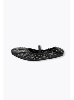 Ballerines-babies Cuir Perlé - Noir Uni Fonce