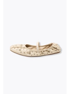 Ballerines-babies Cuir Perlé - Naturel Uni Clair