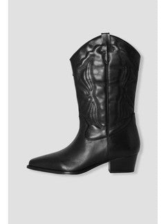 Santiags en Cuir Femme - Noir Uni Fonce