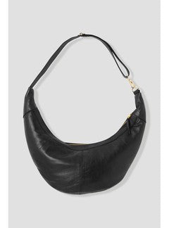 Sac Croissant en Cuir Femme - Noir Uni Fonce