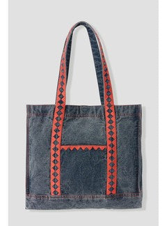 Tote-bag en Jean Brodé - Jeans Uni Fonce