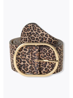 Ceinture Léopard en Cuir - Grège Imprime