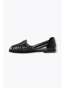 Sandales Plates en Cuir Femme - Noir Uni Fonce