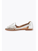 Sandales Plates en Cuir Femme - Blanc Uni Clair