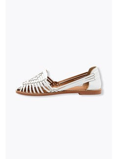 Sandales Plates en Cuir Femme - Blanc Uni Clair