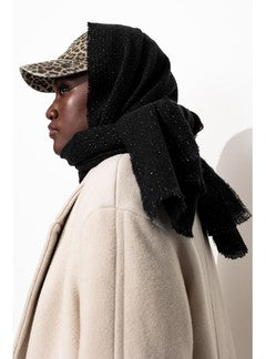 Echarpe Unie Irisée Femme - Noir Uni Fonce