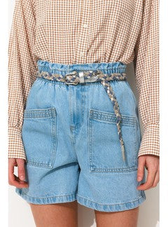 Ceinture Tressée en Cuir - Bleu Imprime