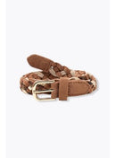 Ceinture Tressée en Cuir - Grège Imprime