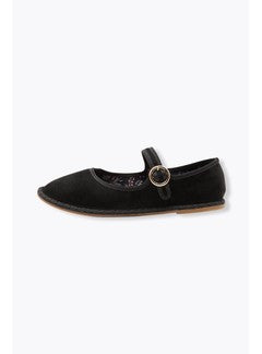 Babies en Velours Uni Femme - Noir Uni Fonce