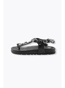 Sandales-tongs Bijoux en Cuir - Noir Uni Fonce