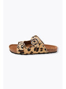 Sandales Léopard en Cuir Femme - Grège Imprime