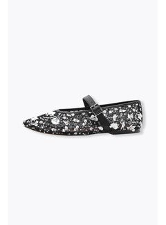 Ballerines à Sequins Femme - Noir Uni Fonce