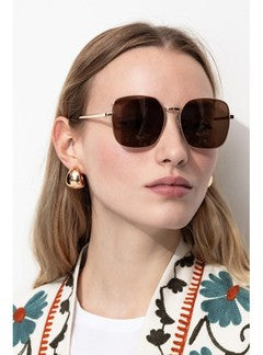 Lunettes de Soleil Femme - Marron Uni Fonce