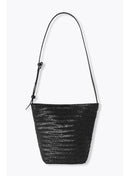 Sac Seau en Cuir Tressé Femme - Noir Uni Fonce