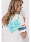 Sac en Cuir Irisé Femme - Bleu Uni Colore