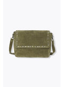 Sac en Cuir Suédé Clouté - Kaki Uni Fonce