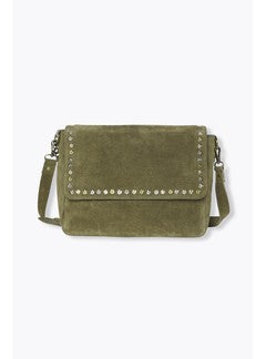 Sac en Cuir Suédé Clouté - Kaki Uni Fonce