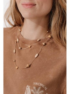 Sautoir de Perles Femme - Jaune Uni Colore