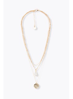 Collier Multirang Femme - Jaune Uni Colore