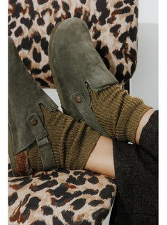 Chaussettes à Paillettes Femme - Vert Uni Colore