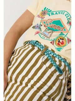 Ceinture en Cuir Pailletée - Bleu Uni Colore