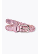 Ceinture en Cuir Pailletée - Rose Uni Colore