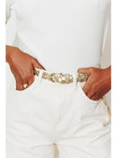Ceinture en Cuir Pailletée - Jaune Uni Colore