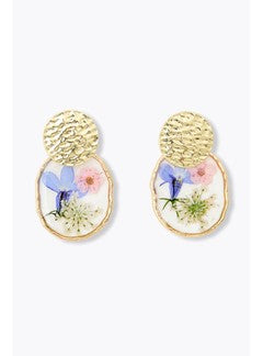 Boucles D'oreilles Fleuries - Jaune Uni Colore