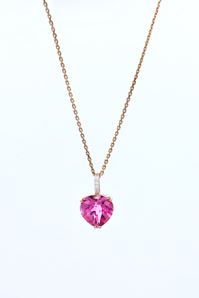 Pendentif "Royalia" Diamants 0,009/4 Topaze Rose